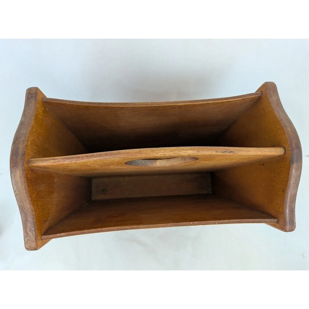 Vtg Antique Wood Heart Cutout Magazine Rack MCM Cottagecore Boho A.S. Payne 1940